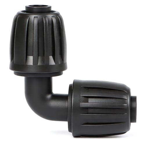 12 Pack 1/2 Inch Drip Irrigation Elbow Fittings (1/2" ID x 0.6-0.65" OD), 1/2'' Dripline Barbed Elbow Connectors with Anti-Drop Lock Nuts for Garden Lawn Irrigation System Connection - size: 1/2" Nut Elbow-12P