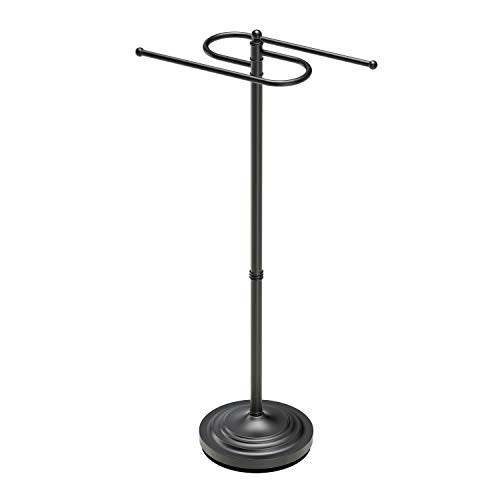 Gatco 1505MX, Modern Round Base Floor Standing S Style Towel Holder, Matte Black / 38" H Freestanding Hand Bath Towel Stand for Bathroom - color: Matte Black