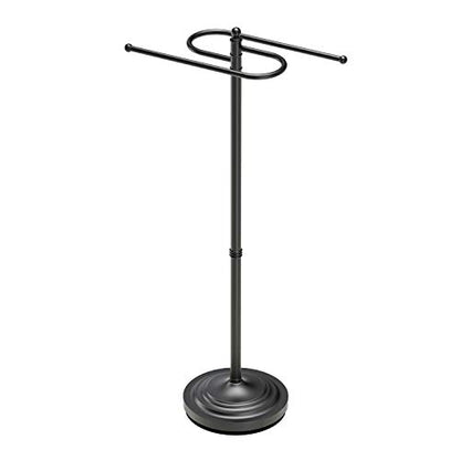 Gatco 1505MX, Modern Round Base Floor Standing S Style Towel Holder, Matte Black / 38" H Freestanding Hand Bath Towel Stand for Bathroom - color: Matte Black
