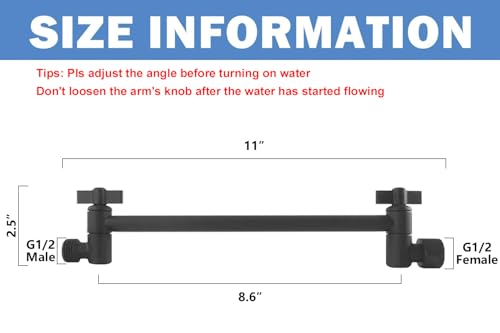 NearMoon Adjustable Shower Arm Universal Connection, Extension Arm, Adjust Angle to Upgrade Shower Experience, Easy to Install, Anti-leak (11 Inch, Matte Black) - color: Matte Black, style: 11 Inch Adjustale