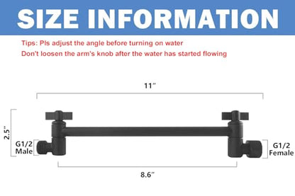 NearMoon Adjustable Shower Arm Universal Connection, Extension Arm, Adjust Angle to Upgrade Shower Experience, Easy to Install, Anti-leak (11 Inch, Matte Black) - color: Matte Black, style: 11 Inch Adjustale