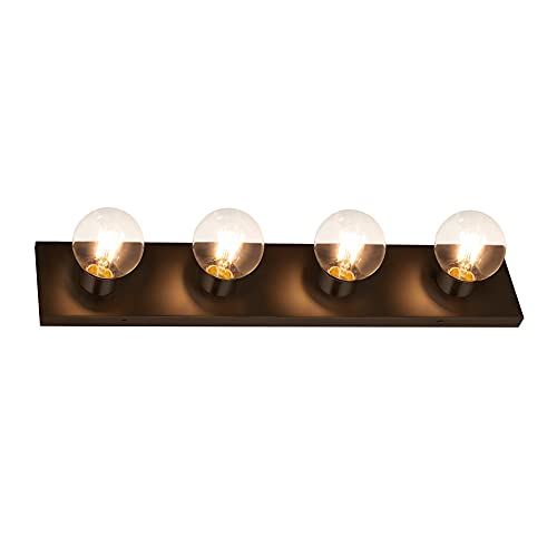 Design House Vanity Lights, 4 Linear Lights, Dimmable, Horizontal or Vertical Use, Uses (4) 60W Bulbs, for Bathroom/Makeup Vanity, Matte Black, 24.0. in. L x 4.33 in. H x 2.0 in. D, 588574-BLK - color: Matte Black