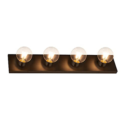 Design House Vanity Lights, 4 Linear Lights, Dimmable, Horizontal or Vertical Use, Uses (4) 60W Bulbs, for Bathroom/Makeup Vanity, Matte Black, 24.0. in. L x 4.33 in. H x 2.0 in. D, 588574-BLK - color: Matte Black
