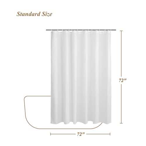 Sustainable Shower Curtain Liner Recycled Polyester Fabric White, 72x72 | Non Plastic, Washable, Bottom Magnets, Fabric Shower Liner for Bathroom - size: 72"W x 72"L (Pack of 1)