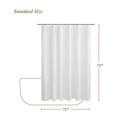 Sustainable Shower Curtain Liner Recycled Polyester Fabric White, 72x72 | Non Plastic, Washable, Bottom Magnets, Fabric Shower Liner for Bathroom - size: 72"W x 72"L (Pack of 1)