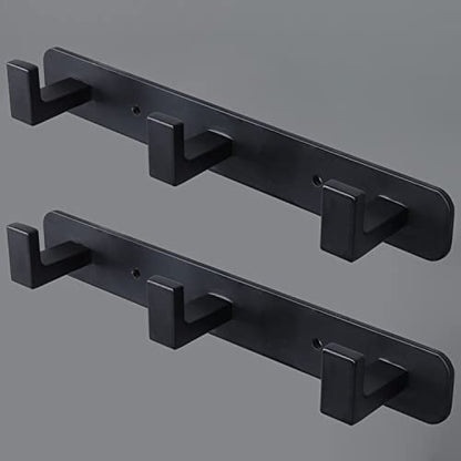 Coat Rack, Heavy Duty Stainless Steel 3 Tri Coat Hook Hanger, Wall Mounted Wall Hooks, Rustic Clothes Hook/Key Hook Rail for Bathroom Kitchen Entryway(2 Pack, 3 Hook Black) - color: Black, size: 3 Hook-2 Pcs
