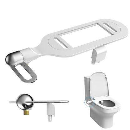 Non Electric Bidet Toilet Seat Attachment with Dual Nozzle, Adjustable Toilet Bidet Attachment for Sanitary and Feminine Wash, Bidet Attachment for Toilet