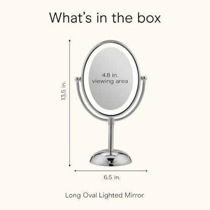Conair Lighted Makeup Mirror, LED Vanity Mirror, 1X/7X Magnifying Mirror, Double Sided, Battery Operated in Polished Chrome - size: 4.7"L x 8"W, style: Battery Operated