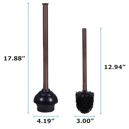 Blue Donuts Toilet Brush and Plunger Set with Holder, Sleek Minimalist Modern Oil Rubbed Bronze Bathroom Accessories Toilet Plunger and Toilet Bowl Brush Combo - color: Bronze