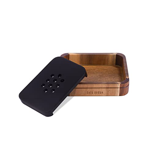 Bathroom Accessories Set 3 Piece Bath Ensemble Includes Soap Dispenser, Bathroom Tumbler, Soap Dish Accessories for Decorative Countertop and Housewarming Gift,Acacia Wood - style: Acacia Wood