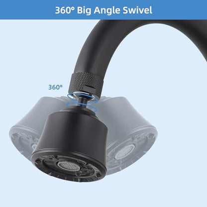 4 Modes Kitchen Sink Faucet Head, Big Angle Swivel Aerator, Matte Black | Faucet Sprayer Attachment with 55/64-27UNS Famale Thread, Male Thread Adapter Included - color: Matteblack, style: with 1 joint ball
