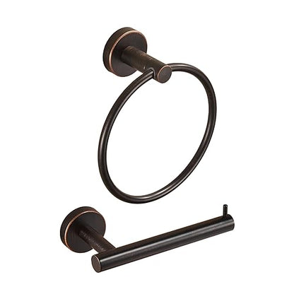 WINCASE Toilet Paper Holder Towel Holder, Oil Rubbed Bronze Bathroom Hardware Set, Hand Towel Ring Toilet Paper Roll Holder Wall Mount, Rustic Farmhouse Rustproof Stainless Steel Bathroom Accessories - color: Bronze