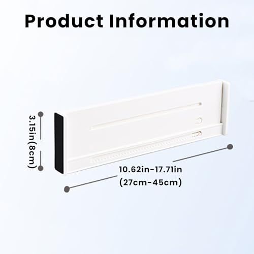 2PCS Adjustable Drawer Dividers, Expandable Organizers for Clothes/Kitchen/Bathroom/Office, 3.1'' High x 10.6''-17.7'' Long, White