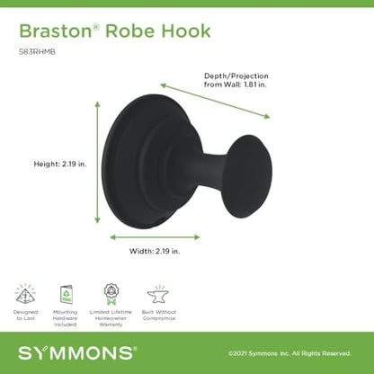 Symmons Braston Wall Mounted Robe and Towel Hook in Matte Black - color: Matte Black