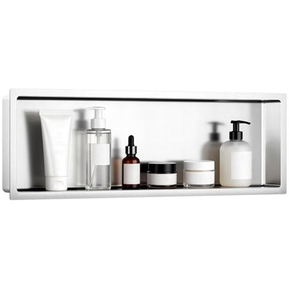 VELPAX No Tile Needed Shower Niche 12"X 36", Bathroom Wall Niche Single Shelf, Stainless Steel Shower Niche for Bathroom, Kitchens, Balconies - color: Silver, size: 12"X 36" Single Shelf