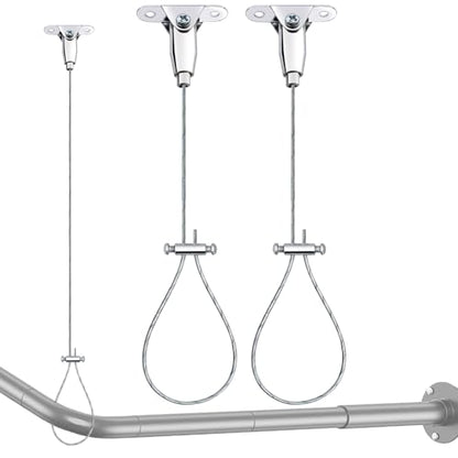 Shower Rod Ceiling Support Bracket 2-Pack – Anti-Sagging 304 Stainless Steel, 60" Adjustable Rust-Resistant, Fits Curved/L/U-Shaped Rods - color: 2 PACK