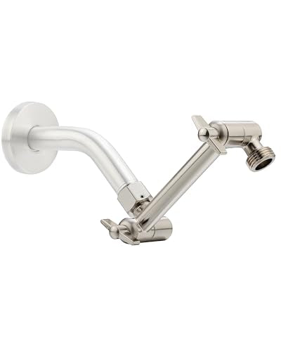 5 Inch Adjustable Shower Head Extension Arm With Locking Set Screw, Singing Rain 304 Stainless Steel Nickel Brushed Angle Height Adjustable, G1/2 Universal Connector Compatible (Nickel Brushed) - color: 2. Nickel Brushed, style: 5 inch
