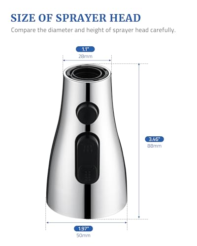 Kitchen Faucet Spray Head Replacement, Pull Down Sprayer with 15 Adapters | Pull Out Faucet Spray Nozzle, 3 Modes Stream/Spray/Strong Spray, DOE CEC Certified, Simple Installation, Chrome - color: Chrome