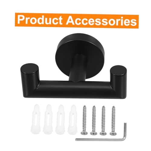 2pcs Stainless Steel Wall Towel Rack Black Over The Door Hanger Hook Bathroom Kitchen Accessory