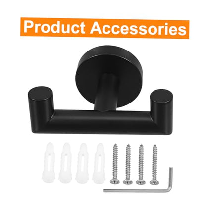 2pcs Stainless Steel Wall Towel Rack Black Over The Door Hanger Hook Bathroom Kitchen Accessory