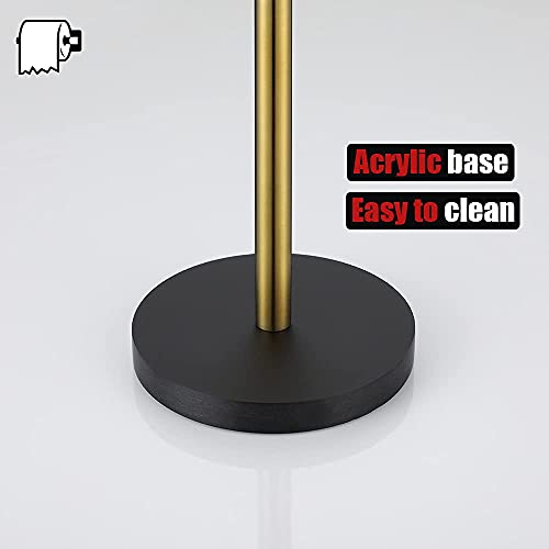JQK Toilet Paper Storage Stand Gold, 304 Stainless Steel Thicken 0.8mm Tissue Reserve Holder Dispenser for Bathroom, Brushed Gold, TPS180-BG - color: Gold & Black Base
