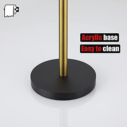 JQK Toilet Paper Storage Stand Gold, 304 Stainless Steel Thicken 0.8mm Tissue Reserve Holder Dispenser for Bathroom, Brushed Gold, TPS180-BG - color: Gold & Black Base