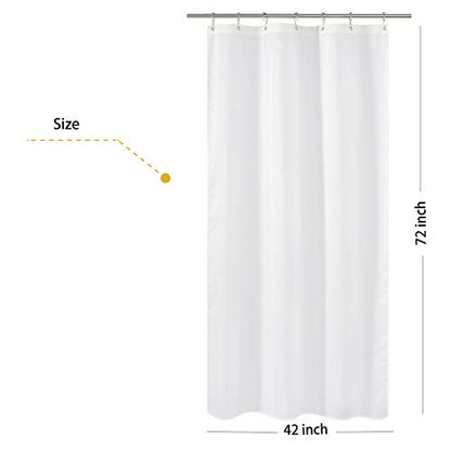 N&Y HOME Fabric Shower Curtain Liner Stall Size 42 by 72 inches, White | Hotel Quality, Bottom Magnets, Machine Washable, Water Repellent, 42x72 Narrow Bathroom Curtain with Grommets - color: White, size: 42"W x 72"L (Pack of 1)