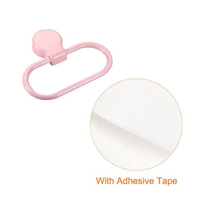 HARFINGTON Wall Mounted Oval Towel Ring ABS Hanging Holder Self-Adhesive for Bathroom Kitchen Accessories, Pink - color: Pink