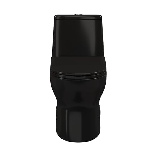 Ivy One Piece Toilet Dual Vortex Flush in Glossy Black 1.1/1.6 gpf - color: Glossy Black, size: 12" Rough-in