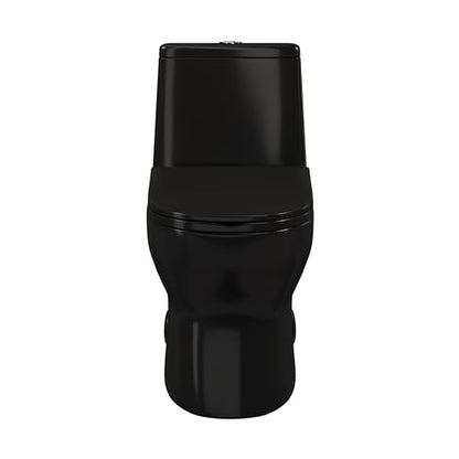 Ivy One Piece Toilet Dual Vortex Flush in Glossy Black 1.1/1.6 gpf - color: Glossy Black, size: 12" Rough-in