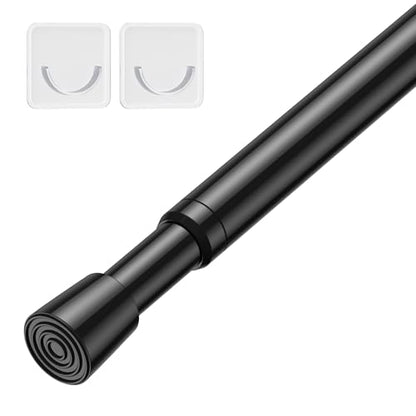 Tension Curtain Rod 26-39 Inch No Drilling Spring Loaded Curtain Rods Adjustable Extendable Tension Rods for Window Closet Bookshelf Kitchen Bathroom, Black - color: Black, size: 1PCS-26-39 Inch