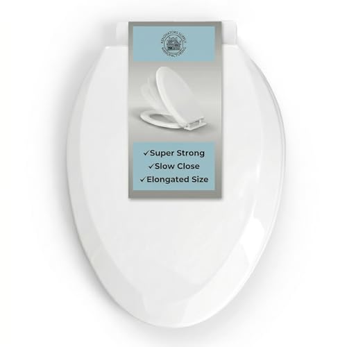 Renovators Supply Manufacturing White Plastic Soft Close Toilet Seat Elongated Slow Close Toilet Seat With Adjustable Mounting Hardware - color: White, size: Pack of 1