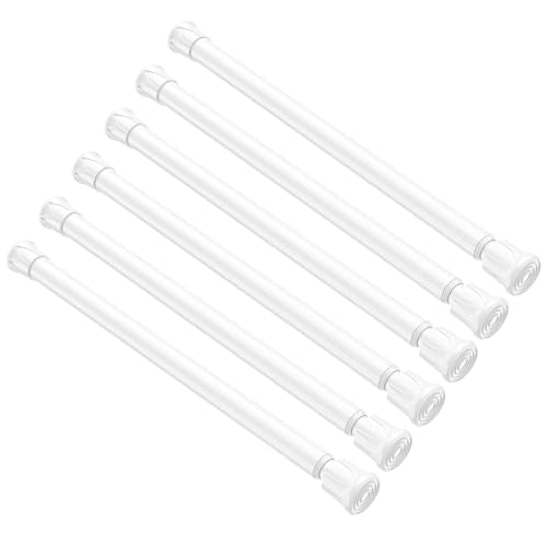 6 Pack Spring Tension Curtain Rod 8 to 12.5 Inch, DIY Mini Tension Rods No Drill for Slim Window Cupboard Closet Sidelights, White - color: White, size: 8" to 12.5"-6Pcs