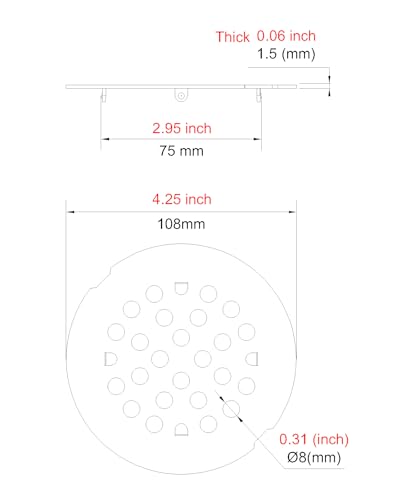 Snap-in Shower Drain Cover 4-1/4 inch Shower Strainer Grid Round (1, Brushed Golden) - color: Brushed Golden