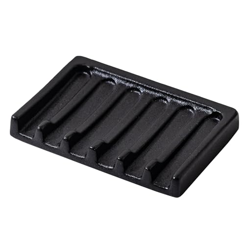Tanew Self Draining Premium Ceramic Soap Dish, Bar Soap Holder, Waterfall Soap Dish, Shower Soap Holder Sponge Holder Soap Tray Soap Savers for Bathroom, Shower, Kitchen, Sink and Countertop - color: Black