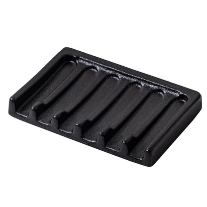 Tanew Self Draining Premium Ceramic Soap Dish, Bar Soap Holder, Waterfall Soap Dish, Shower Soap Holder Sponge Holder Soap Tray Soap Savers for Bathroom, Shower, Kitchen, Sink and Countertop - color: Black