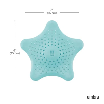 Umbra Starfish Hair Catcher, Fun Drain Cover Fits Most Standard Tub and Shower Drains, 6" Diameter, Lagoon Blue - color: Lagoon Blue