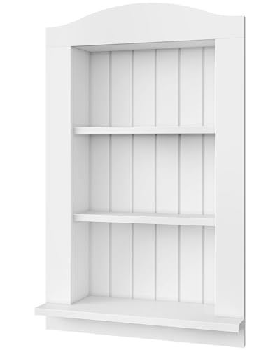 Recessed Wall Niche, 3-Tier Recessed Medicine Cabinet, Bathroom Cabinet Wall Mount, Bamboo Medicine Organizer, Wall Storage Cabinet, for Bathroom, Living Room, Kitchen, White - size: 17.6"L x 2.1"W x 26.7"H