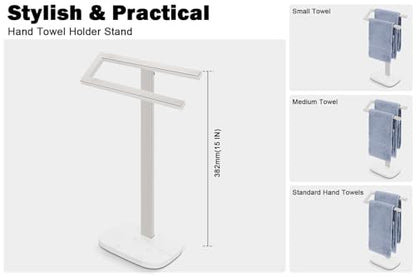 Livabber Standing Hand Towel Holder, 304 Stainless Steel Hand Towel Rack Stand with Heavy Marble Base, Bath Accessories, Towel Ring for Bathroom Kitchen Countertop, 14 Inch (Chrome) - color: Chrome