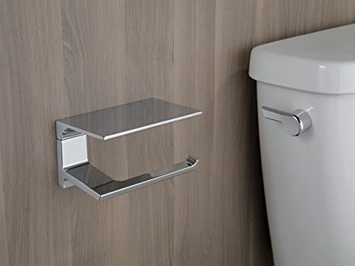 DELTA Pivotal Toilet Paper Holder With Shelf, Polished Chrome, Bathroom Accessories, 79956 6.93 x 3.94 x 3.5 Inches