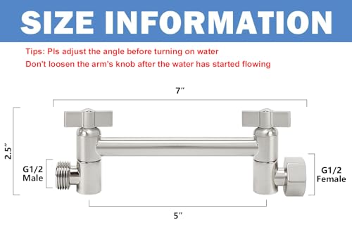 NearMoon Adjustable Shower Arm Universal Connection, Extension Arm, Adjust Angle to Upgrade Shower Experience, Easy to Install, Anti-leak (5 Inch, Brushed Nickel) - color: Brushed Nickel, style: 5 Inch Adjustale