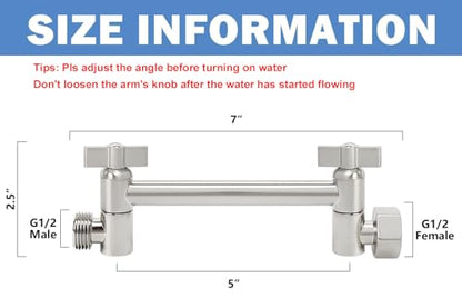 NearMoon Adjustable Shower Arm Universal Connection, Extension Arm, Adjust Angle to Upgrade Shower Experience, Easy to Install, Anti-leak (5 Inch, Brushed Nickel) - color: Brushed Nickel, style: 5 Inch Adjustale
