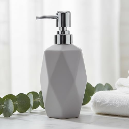 Soap Dispenser, 13.5oz Ceramic Soap Dispenser Bathroom for Kitchen & Bathroom (Light Grey) - color: Light Grey