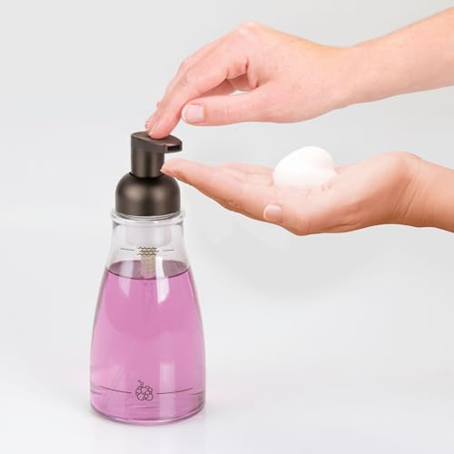 iDesign Refillable Foaming Dispenser for Kitchen or Bathroom Vanity-Set of 2-Clear/Bronze soap Pump - color: Clear/Bronze, style: Pack of 2