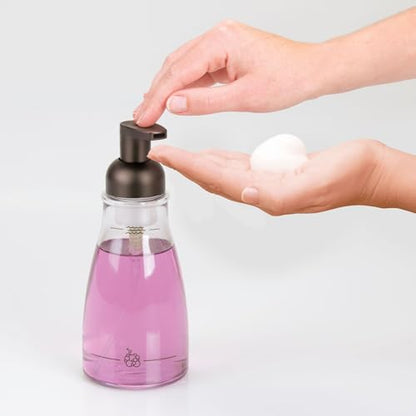 iDesign Refillable Foaming Dispenser for Kitchen or Bathroom Vanity-Set of 2-Clear/Bronze soap Pump - color: Clear/Bronze, style: Pack of 2