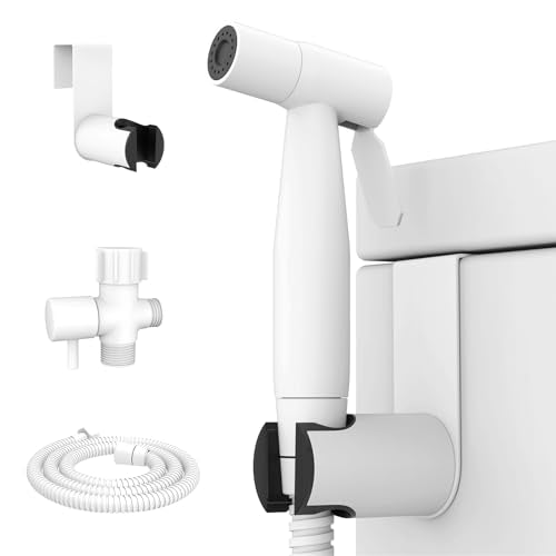 Arofa Handheld Bidet Sprayer, Bidet Attachment for Toilet, Matte White | Muslim Shower Toilet, Leak-Free Bidet Hose, Tank or Wall Mount, Feminine/Baby Wash, Cloth Diaper Rinse, Easy Installation - color: Matte White, size: 1 Pack