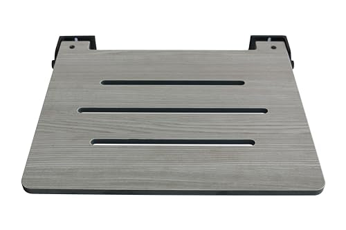 Seachrome 18 inch Silhouette Slimline Folding Wall Mount Shower Bench Seat, Gray Weathered Ash Seat with Matte Black Frame - color: Weathered Ash With Matte Black Frame
