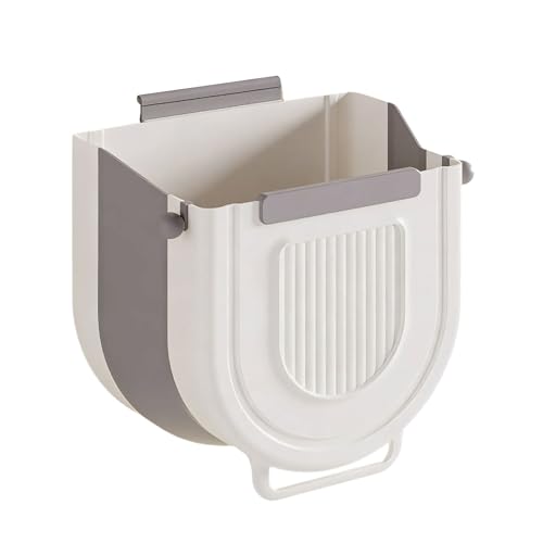 Foldable Wall Mounted Trash Bin Hanging Kitchen Bathroom Garbage Bin Space Saving Large Capacity Waste Can Modern Design Hanging Kitchen Garbage - color: Light Grey, size: E