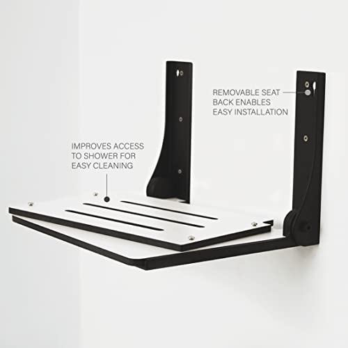 Seachrome SHAF-185155-PWS-S-MB Shower Bench Seat, White - color: White Seat With Matte Black Frame