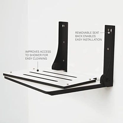 Seachrome SHAF-185155-PWS-S-MB Shower Bench Seat, White - color: White Seat With Matte Black Frame